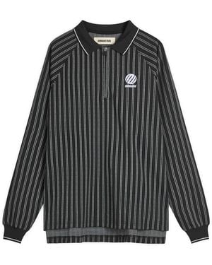 METALWOOD STUDIO Ribbed Long Sleeve Polo - Black