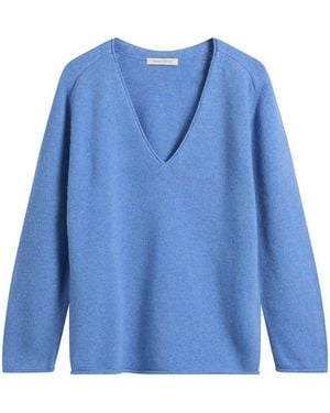 NOTHING WRITTEN Cerin Deep V-Neck Pullover - Blue