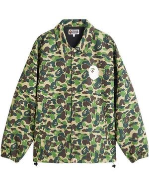 A Bathing Ape Abc Camo Nyc Logo Coach Jacket - Green