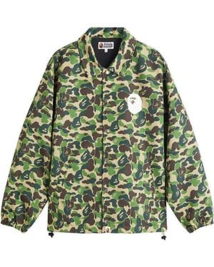 A Bathing Ape Abc Camo Nyc Logo Coach Jacket - Green