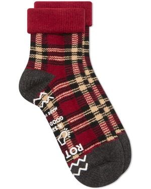 RoToTo Check Comfy Room Sock - Red