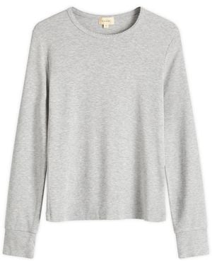 DONNI. Baby Rib Scallop Long Sleeve Top - Grey