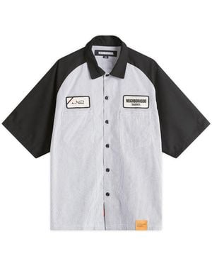 Neighborhood Classic Stripe Short Sleeve Work Shirt - Black