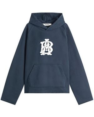 About Blank Monogram Cut Off Hoodie - Blue