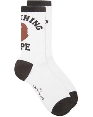 A Bathing Ape University Socks - White