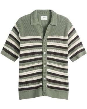 NN07 Lars Stripe Polo Cardigan - Green
