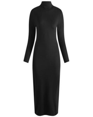Joah Brown Mock Neck Midi Dress - Black