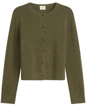 Closed Crew Neck Cardigan - Green