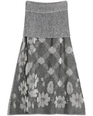 PAOLINA RUSSO Illusion Knit Maxi Skirt - Grey