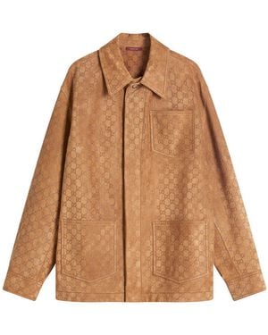 Gucci All Over Gg Suede Shirt - Brown