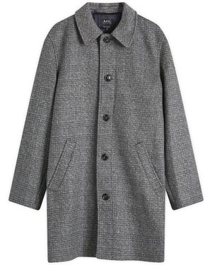 A.P.C. Pete Check Wool Mac - Grey