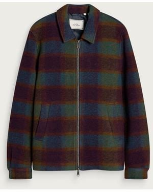 Les Deux Check Wool Zipper Coach Jacket - Black