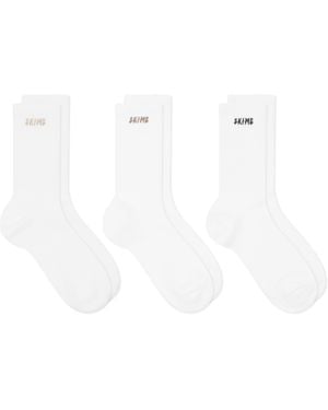 Skims Logo Ribbed Crew Sock 3 Pack - White