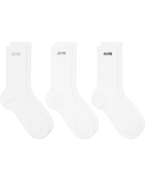 Skims Logo Ribbed Crew Sock 3 Pack - White