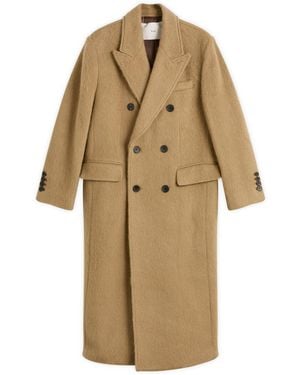 DUNST Tailored Double Beasted Hairy Wool Coat - Natural