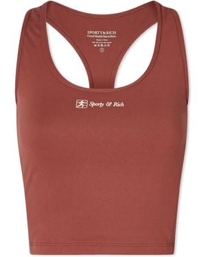 Sporty & Rich Runner Script Sports Cropped Tank - Red