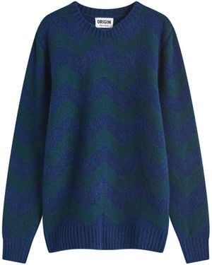 COUNTRY OF ORIGIN Thames Stripe Knit Jumper - Blue