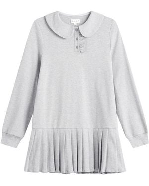 My Mum Made It Polo Mini Long Sleeve Pleat Dress - White