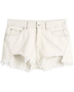 Rick Owens Bias Cutoff Denim Shorts - White