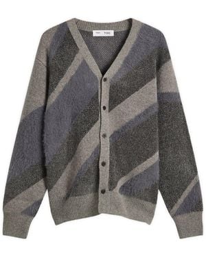 Toga Toga Regimental Knit Cardigan - Gray