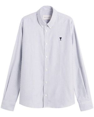 Ami Paris Contrasted Adc Classic Shirt - Blue