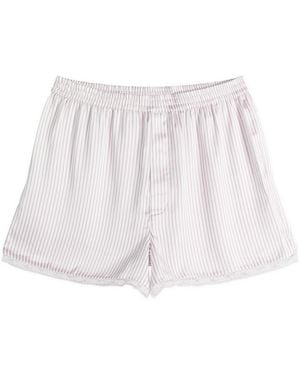 Skims Woven Shine Boxer With Lace - White