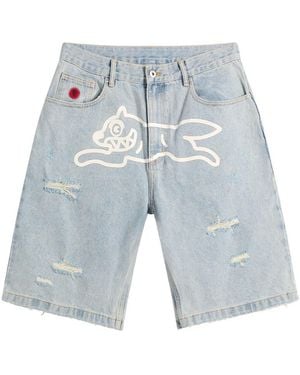ICECREAM Running Dog Denim Shorts - Blue