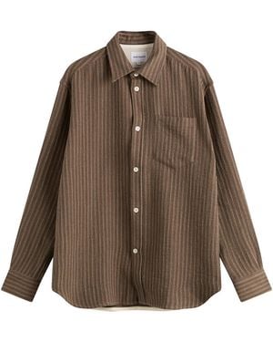 Norse Projects Ole Oversized Wool Stripe Shirt - Brown