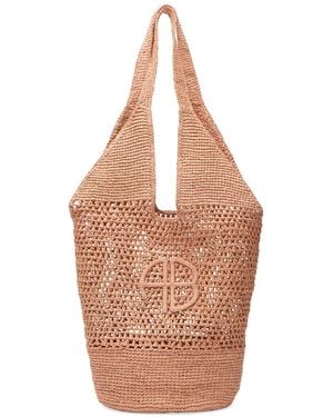 Anine Bing Leah Logo Hobo Bag - Brown
