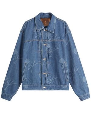 MASTERMIND WORLD Monogram Denim Jacket - Blue
