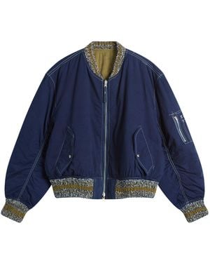 STORY mfg. Story Mfg Seed Printed Wonky-Wear Bomber - Blue