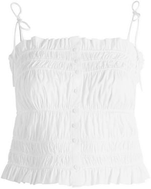 Skims Garment Washed Poplin Ruffle Cami - White