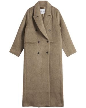 Samsøe & Samsøe Sajilla Hairy Wool Coat Jacket - Natural