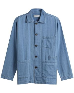 Universal Works Herringbone Bakers Overshirt - Blue