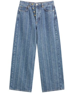 Ganni Structured Denim Double Fly Baggy Jeans - Blue