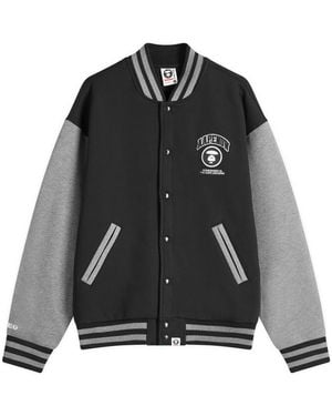 Aape By A Bathing Ape Aape Now Fleece Baseball Jacket - Black