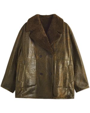 Closed Shearling Coat - Brown