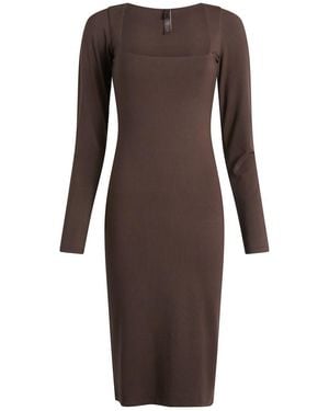 Skims Smooth Layers Long Sleeve Midi Dress - Brown