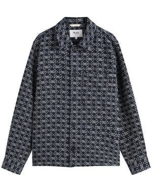 Wax London Rockley Geo Jacquard Overshirt - Black