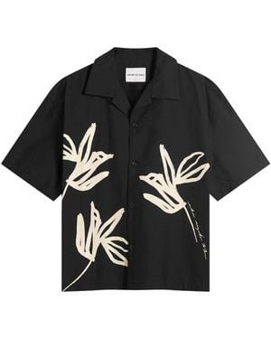 MKI Miyuki-Zoku Washed Ink Flower Vacation Shirt - Black