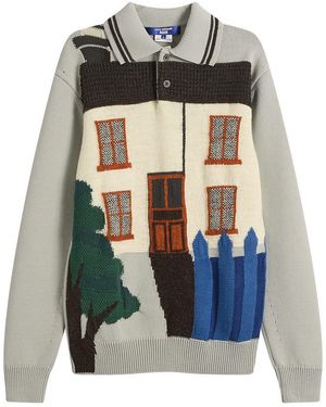 Junya Watanabe Intarsia Jacquard Jumper - Blue