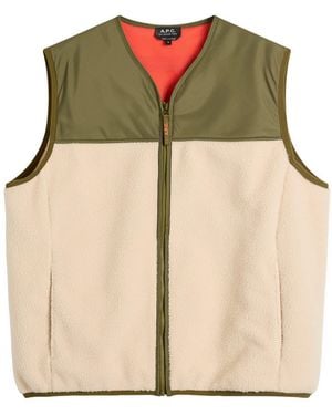 A.P.C. Marty Sherpa Fleece Gilet - Green