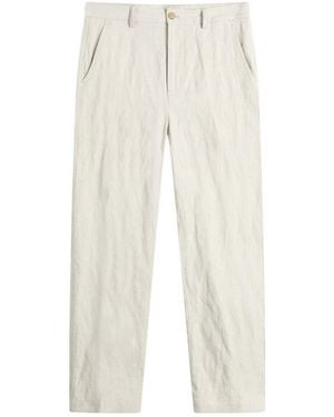 Dries Van Noten Herringbone Cotton Linen Trouser - Natural