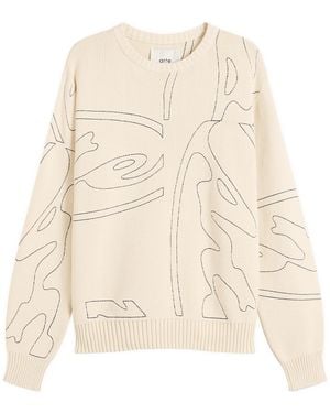 Arte' All Over Circle Logo Knit Sweater - Natural
