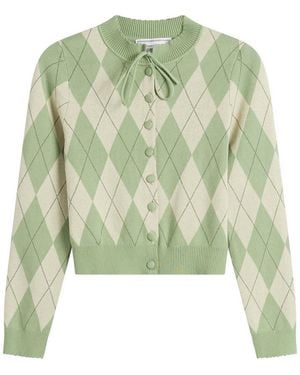 House Of Sunny Argyle Lounge Cardigan - Green