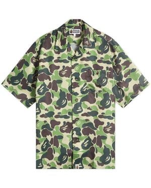 A Bathing Ape Abc Camo Open Collar Ss Shirts - Green