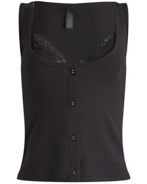 Skims Soft Lounge Lace Bralette Tank - Black