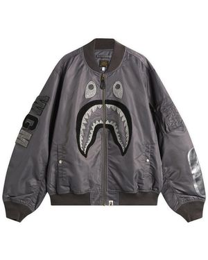A Bathing Ape Tonal Shark Ma-1 Jacket - Grey