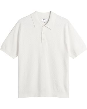 Wax London Naples Retro Diamond Knit Polo - White