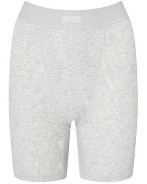 Skims Cotton Rib Boxer - Grey